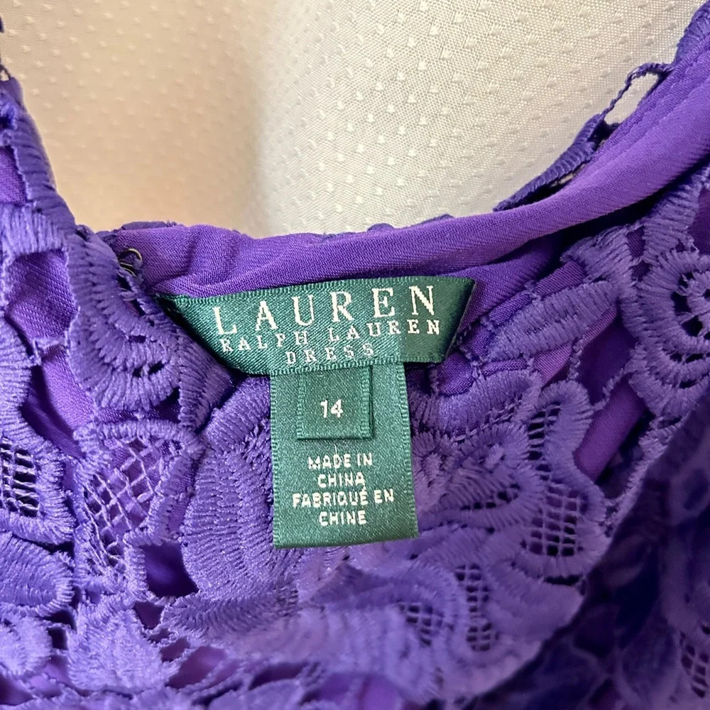 NWOT ! Ralph Lauren Purple Floral Lace Back Zip Lined - Picture 6 of 9